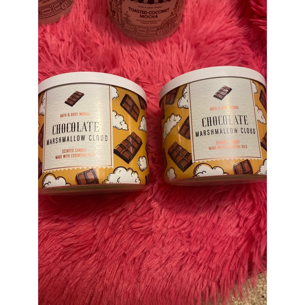 Bath body works chocolate marshmallow cloud candles set of 2